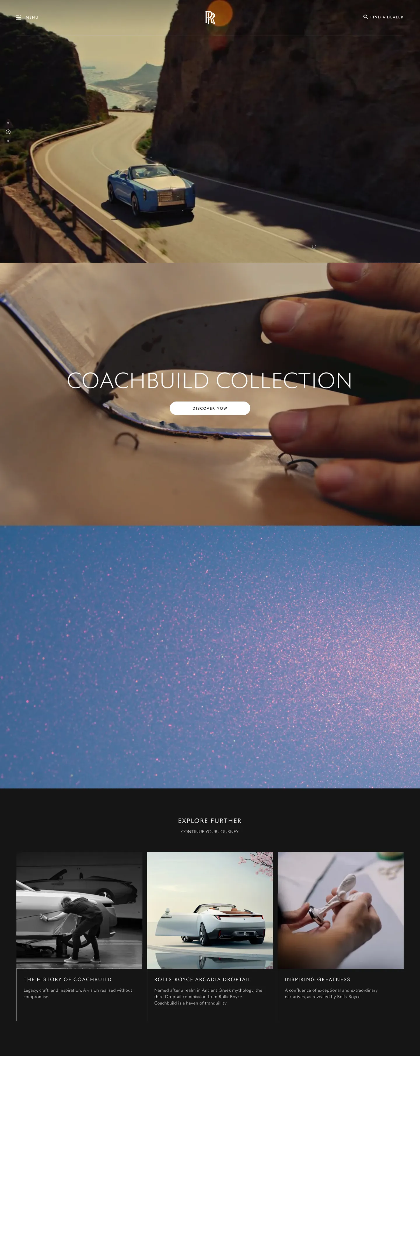 Screenshot of Rolls-Royce's website at rolls-roycemotorcars.com