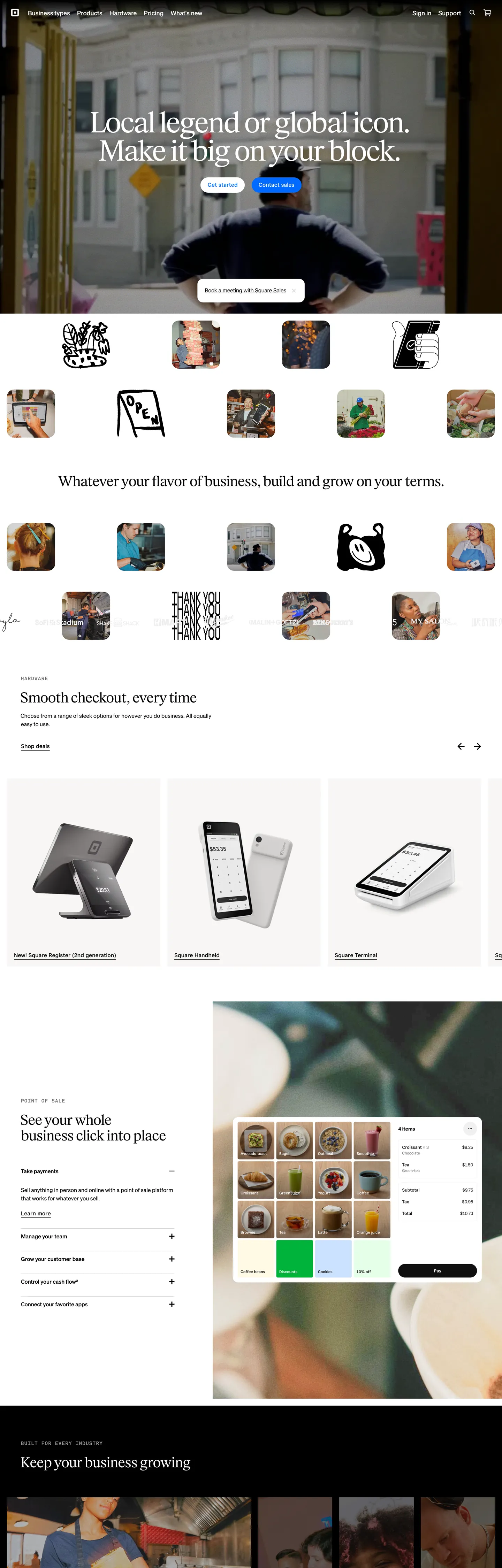 Screenshot of Square's website at squareup.com