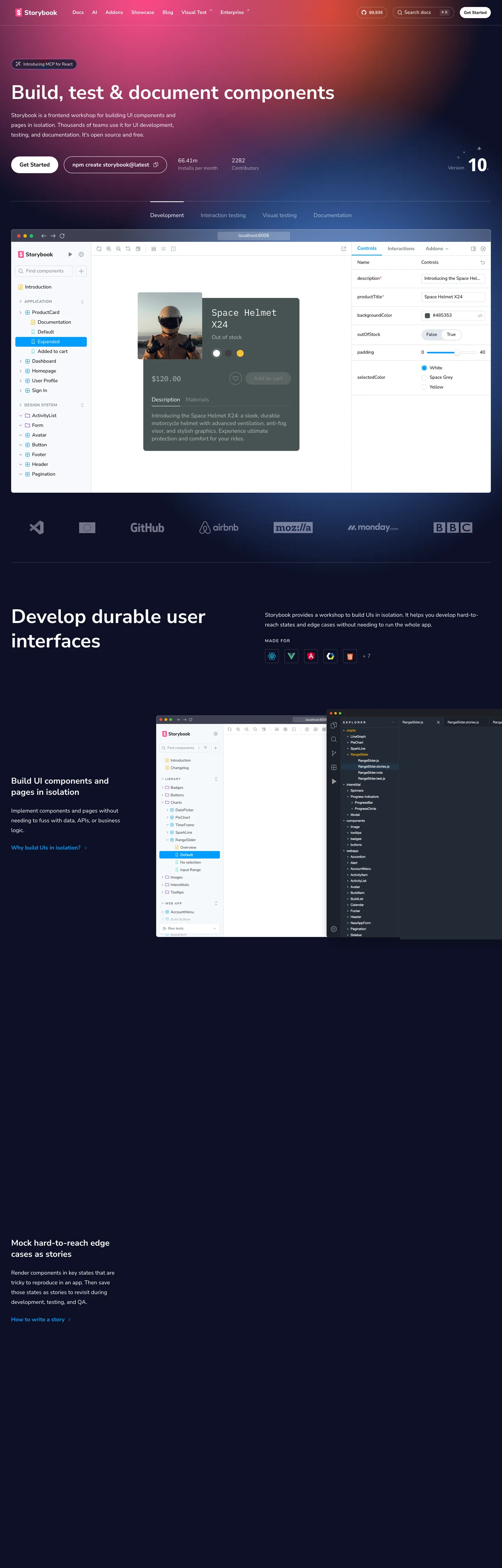 Screenshot of Storybook's website at storybook.js.org