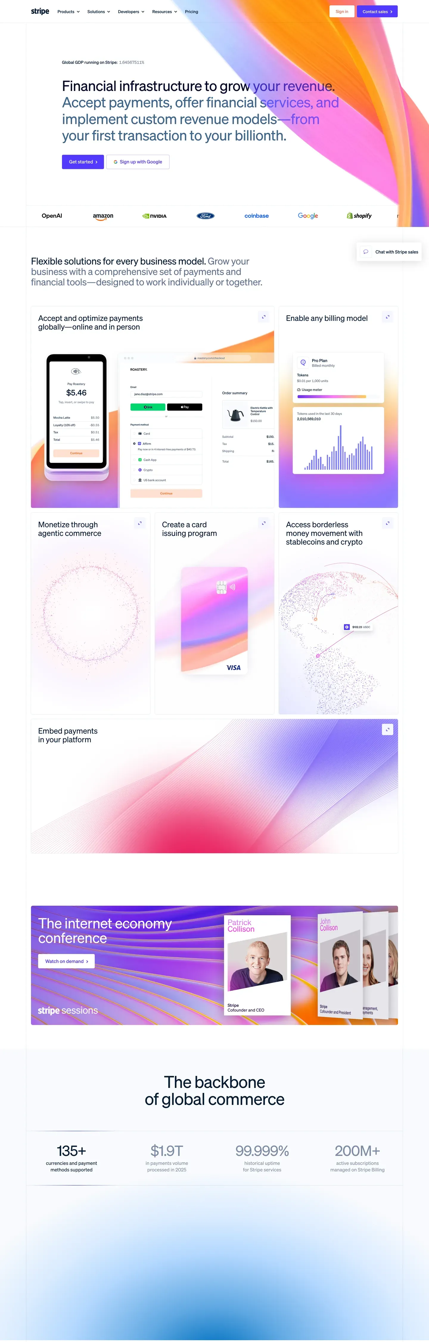 Screenshot of Stripe Inspired's website at stripe.com