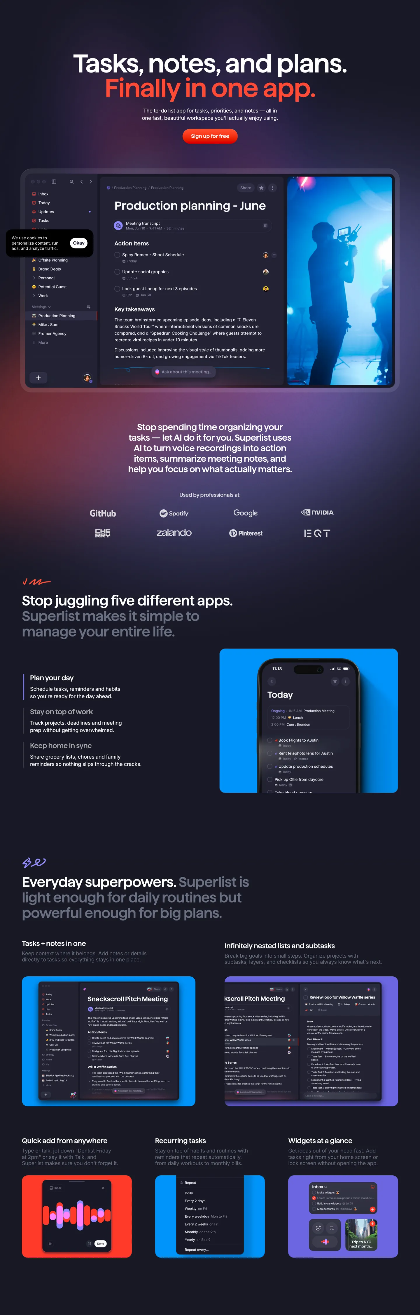 Screenshot of Superlist's website at superlist.com