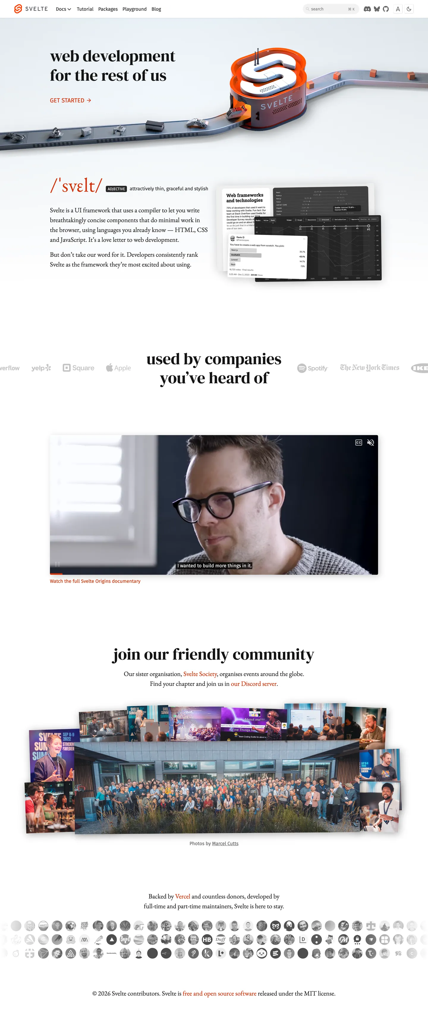 Screenshot of Svelte's website at svelte.dev