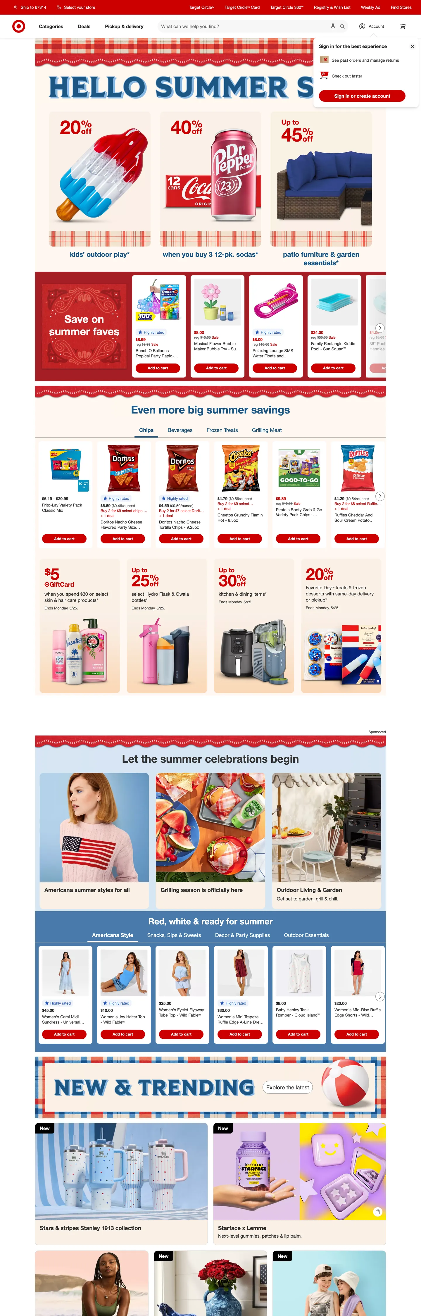 Screenshot of Target's website at target.com