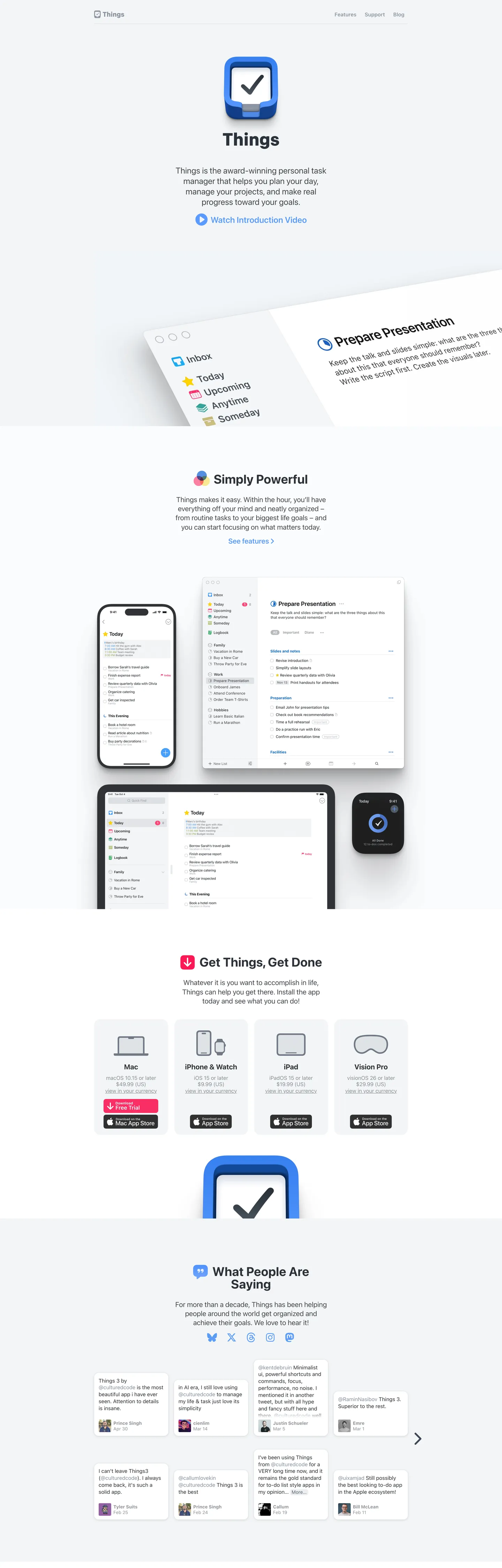 Screenshot of Things's website at culturedcode.com