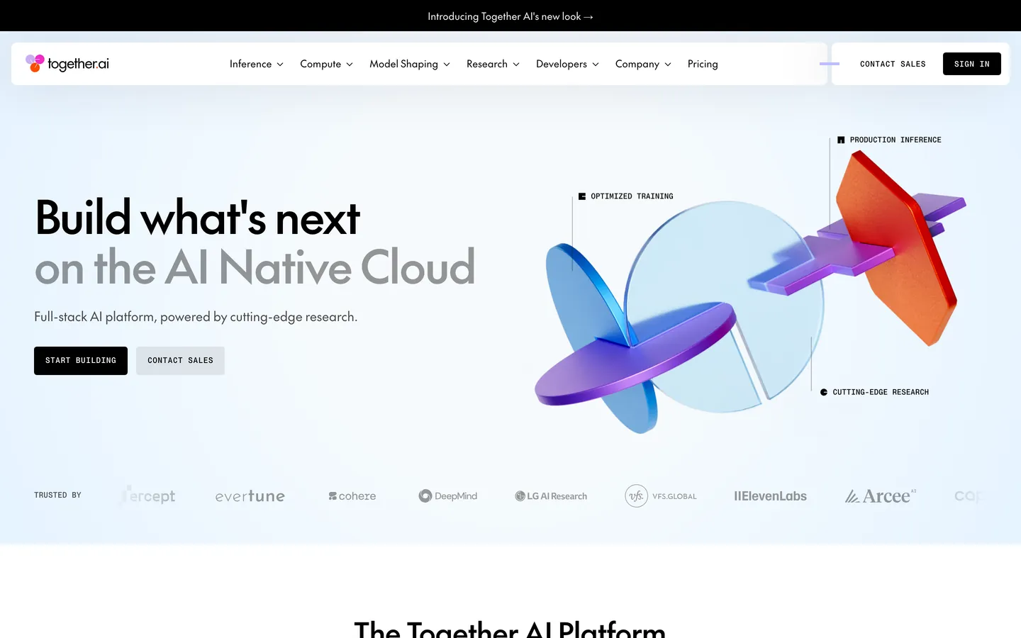 Screenshot of Together AI Inspired's website at together.ai