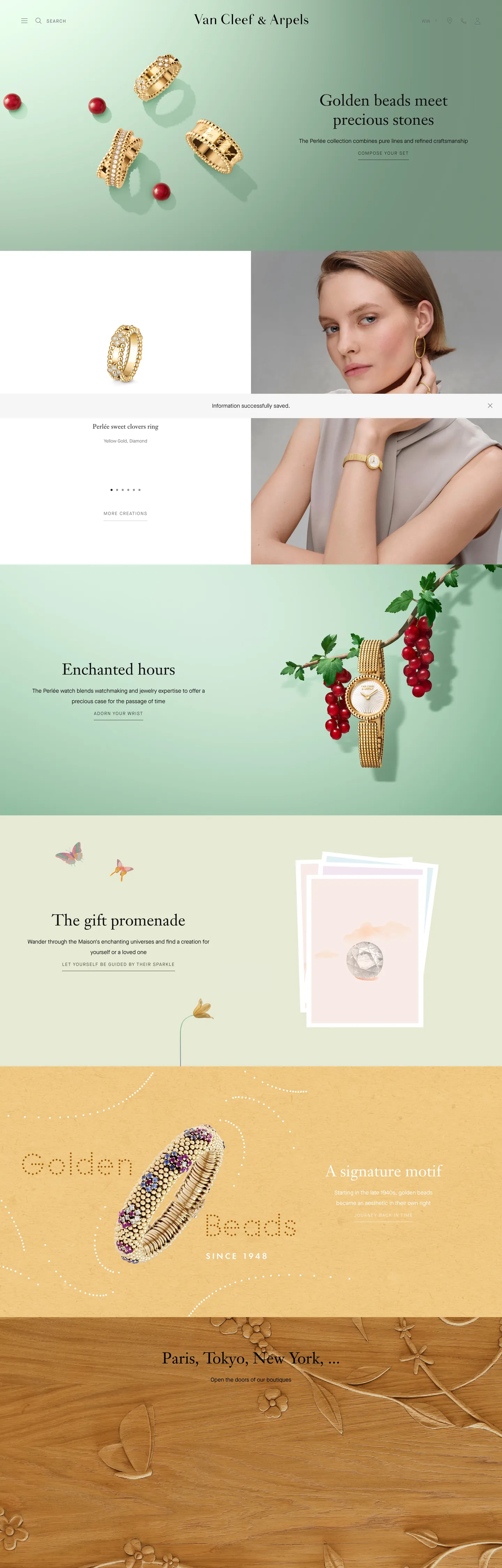 Screenshot of Van Cleef & Arpels's website at vancleefarpels.com