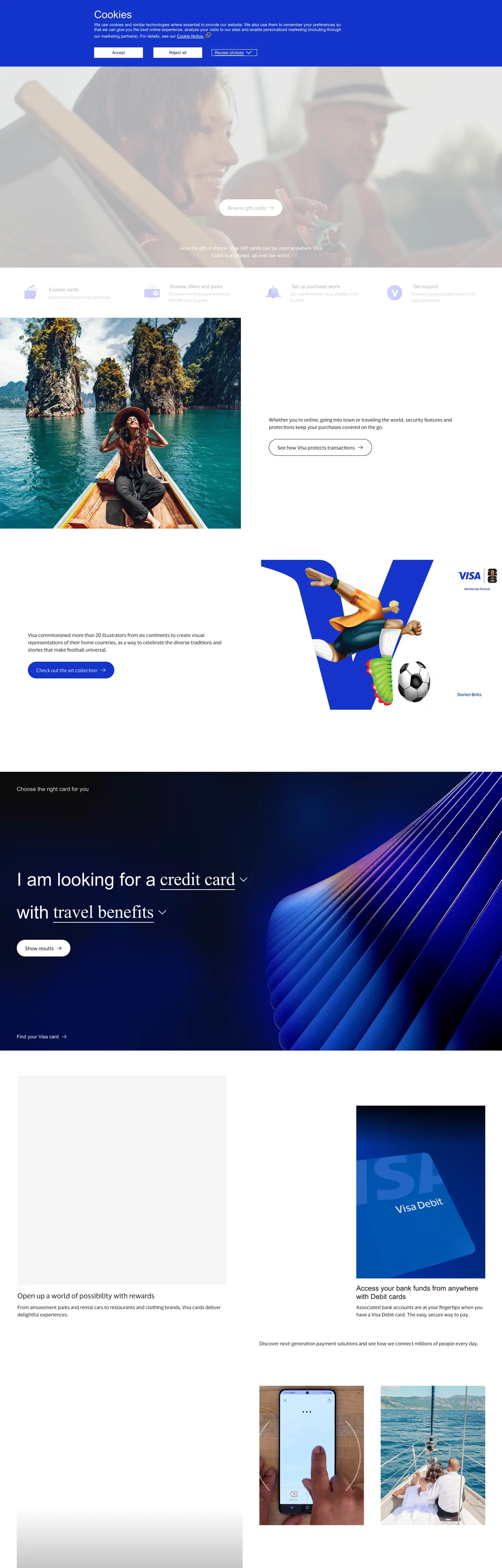 Screenshot of Visa's website at visa.com