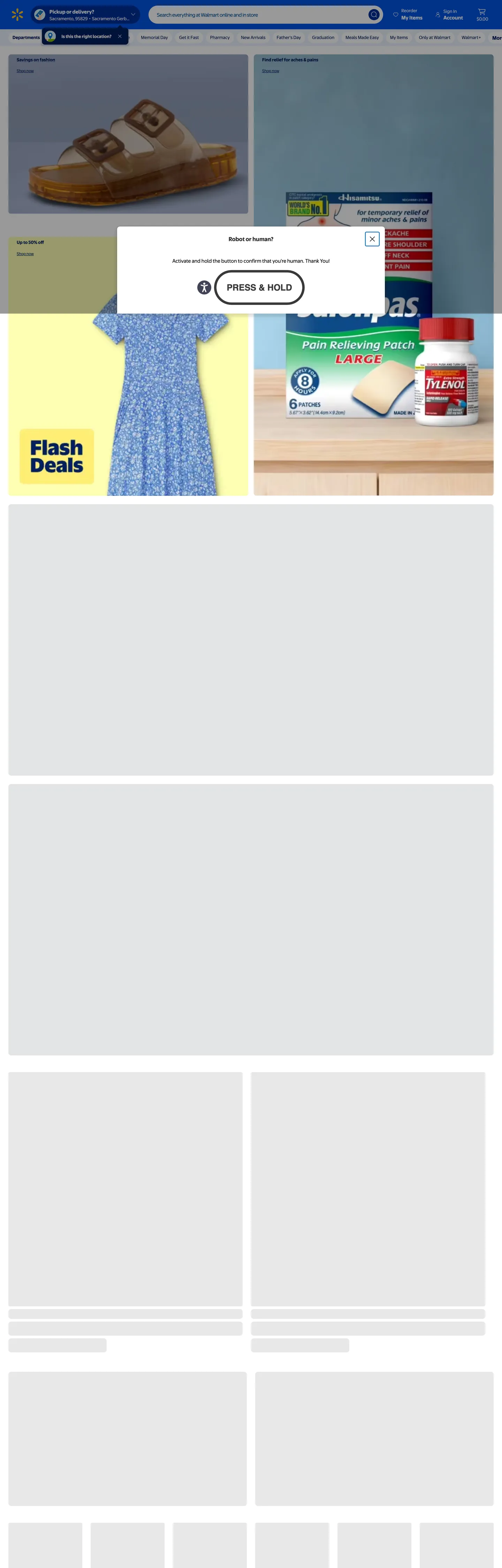 Screenshot of Walmart's website at walmart.com