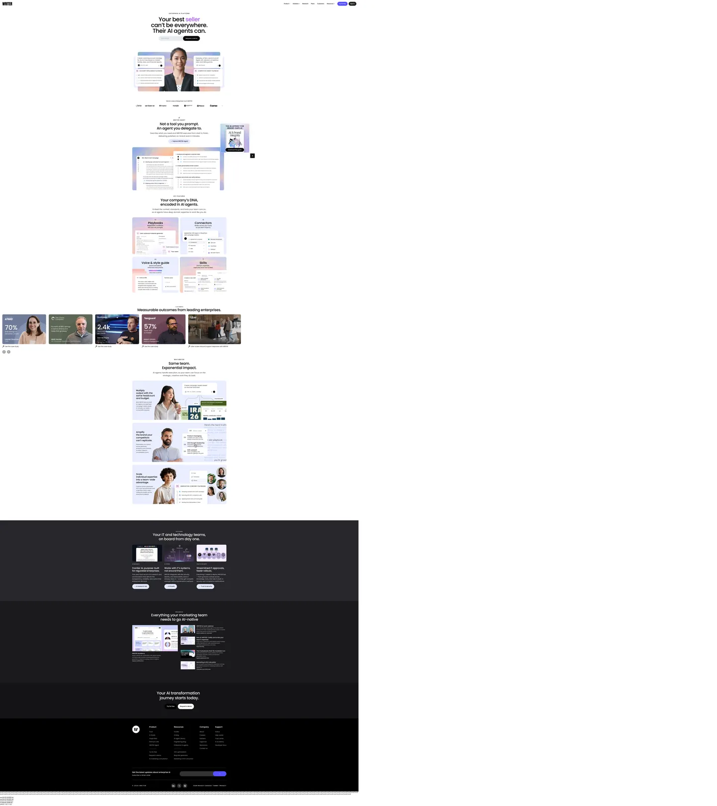 Screenshot of Writer's website at writer.com
