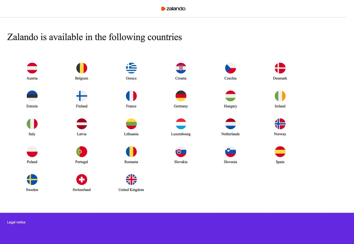 Screenshot of Zalando's website at zalando.com