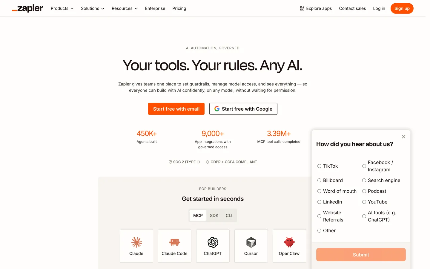 Screenshot of Zapier Inspired's website at zapier.com