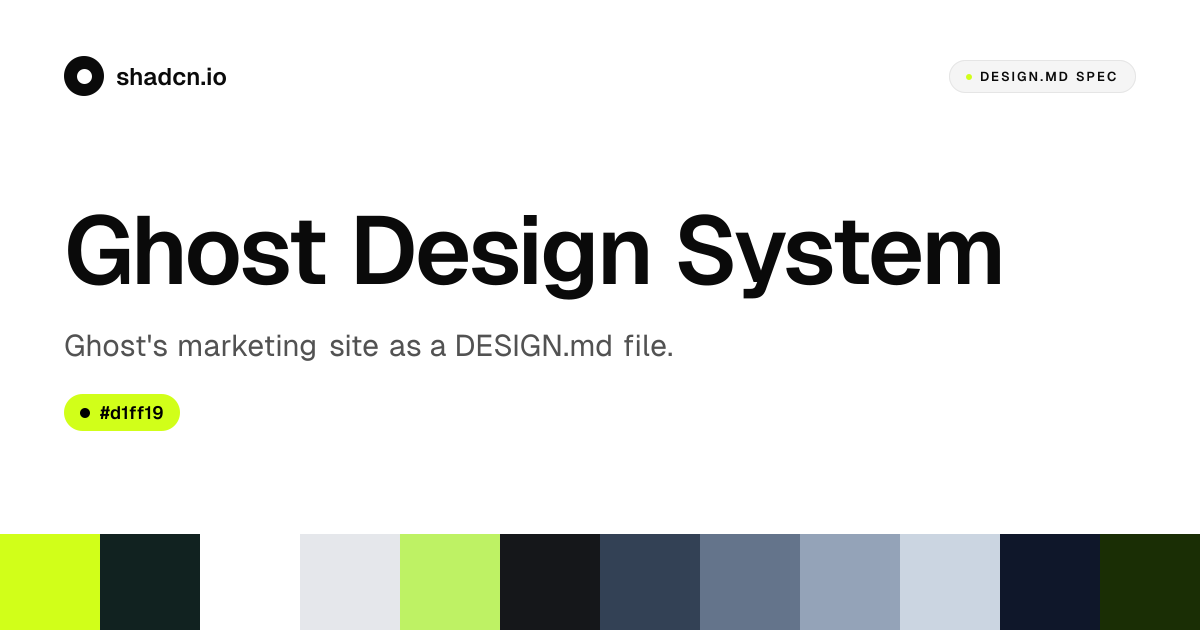 Ghost Design System for React — lime eyebrow, InterDisplay, 14 components
