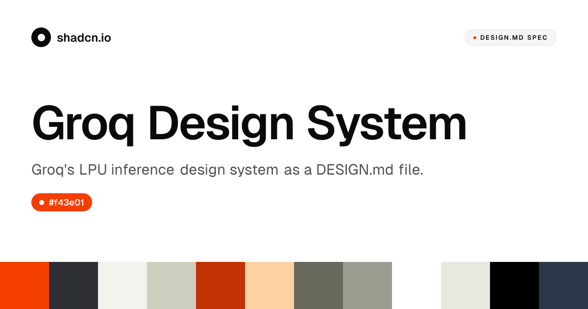 Groq Design System for React — #f43e01 orange, Space Grotesk 300, 18 ...