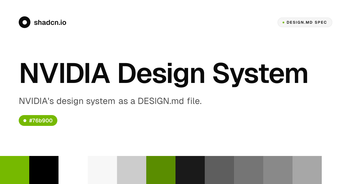 NVIDIA Design System for React — NVIDIA Green #76b900, EMEA, 25 components