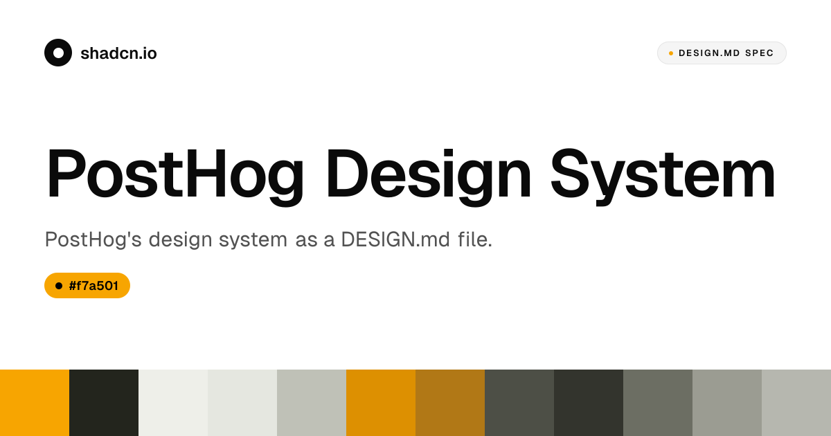 PostHog Design System for React — #f7a501, IBM Plex Sans, 32 components