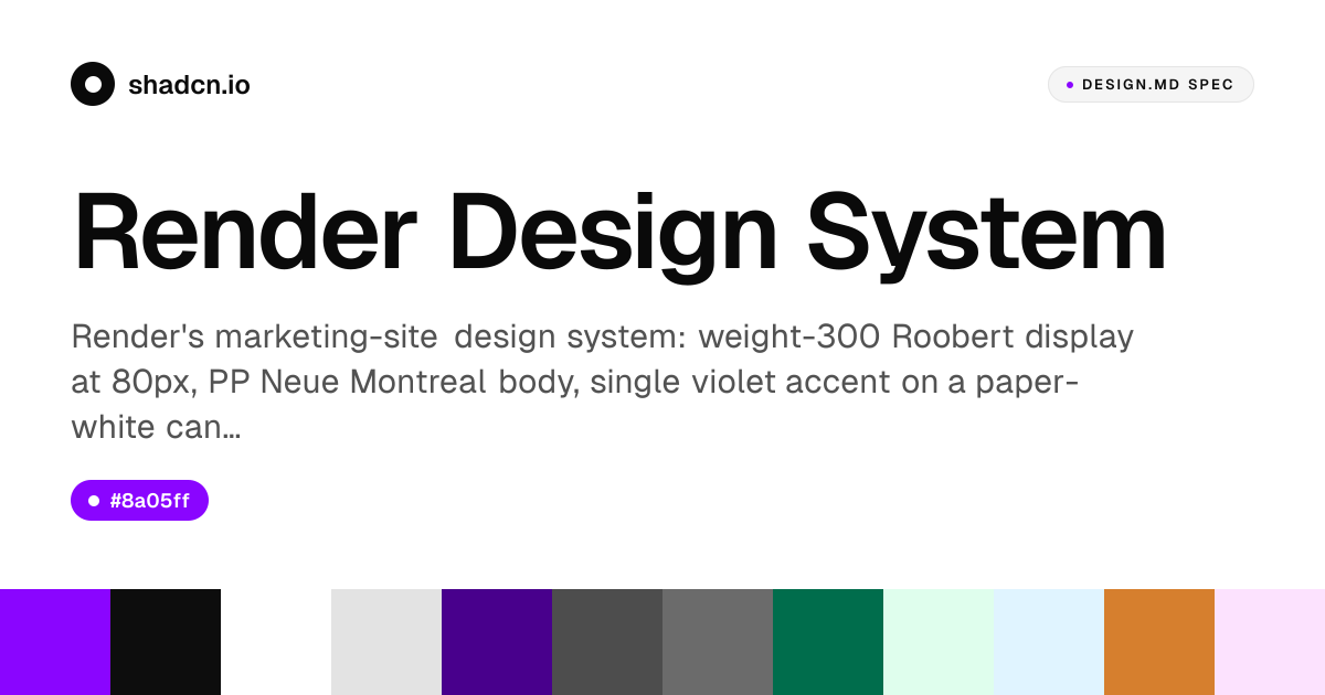 Render Design System for React — violet on white, Roobert + PP Neue ...