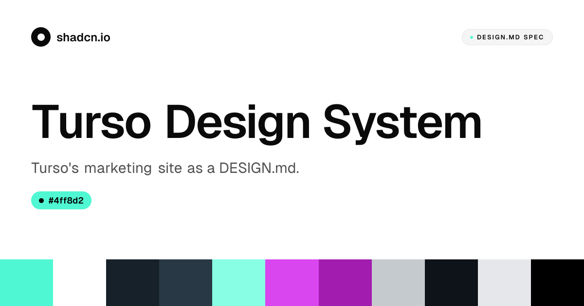 Turso Design System for React — Turso Aqua, Inter, dual canvas, 14 ...