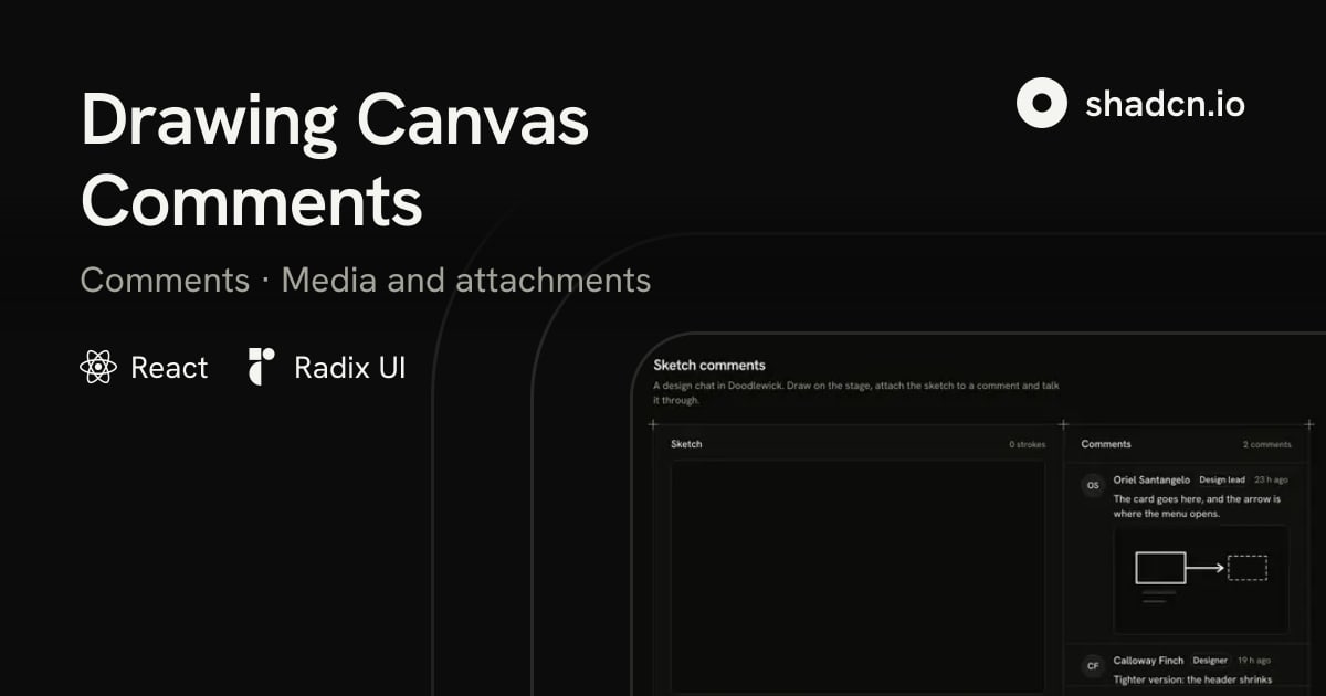 Drawing Canvas Comments Block for Radix UI