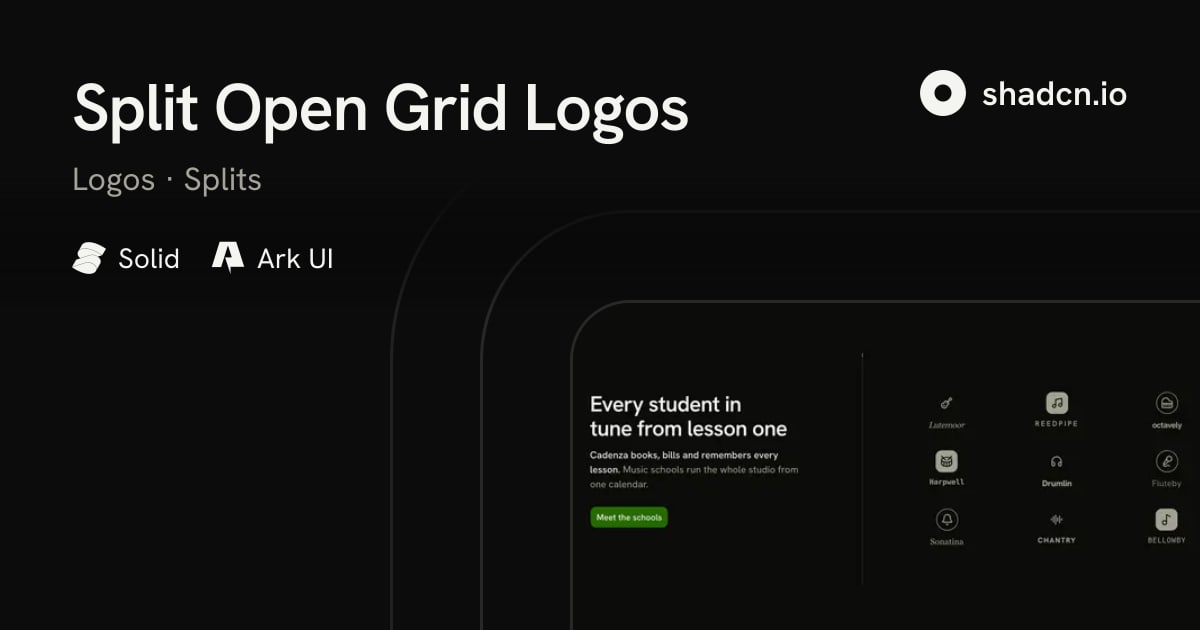 Split Open Grid Logos Block for Solid