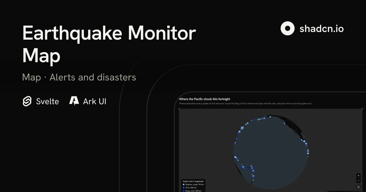 Earthquake Monitor Map Block for Svelte