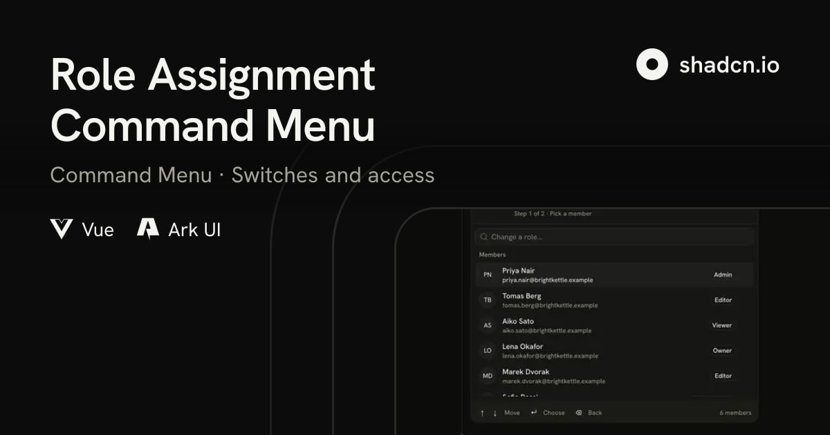 Role Assignment Command Menu Block for Vue