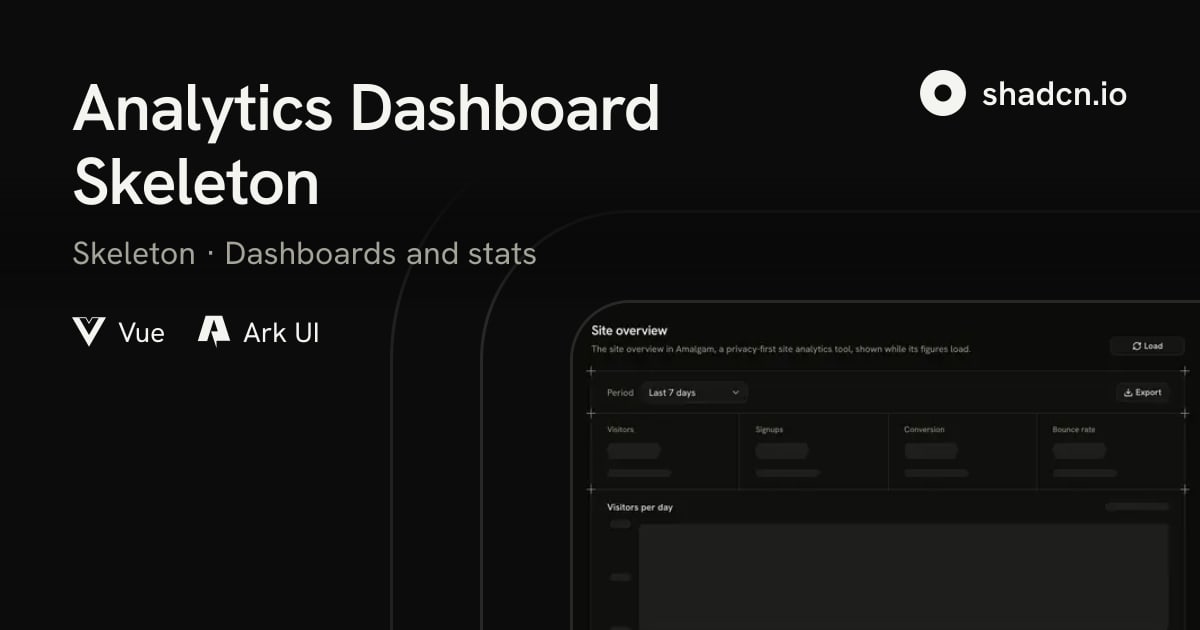 Analytics Dashboard Skeleton Block for Vue