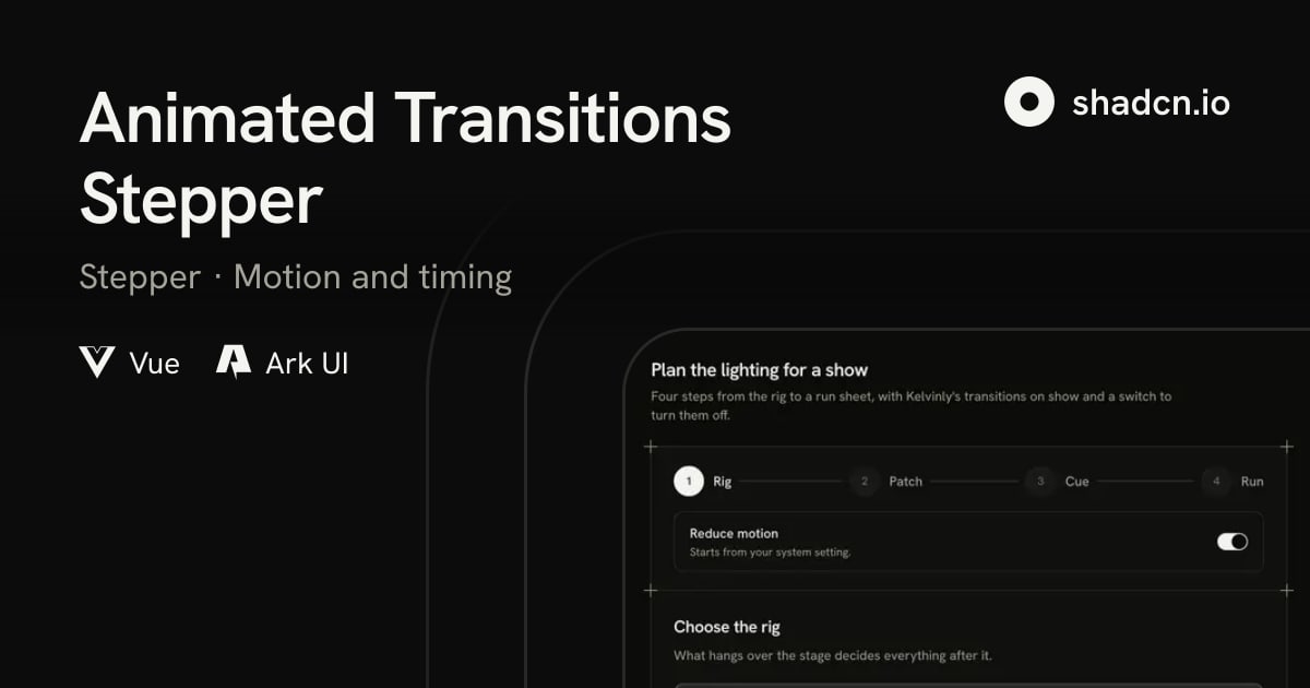 Animated Transitions Stepper Block for Vue