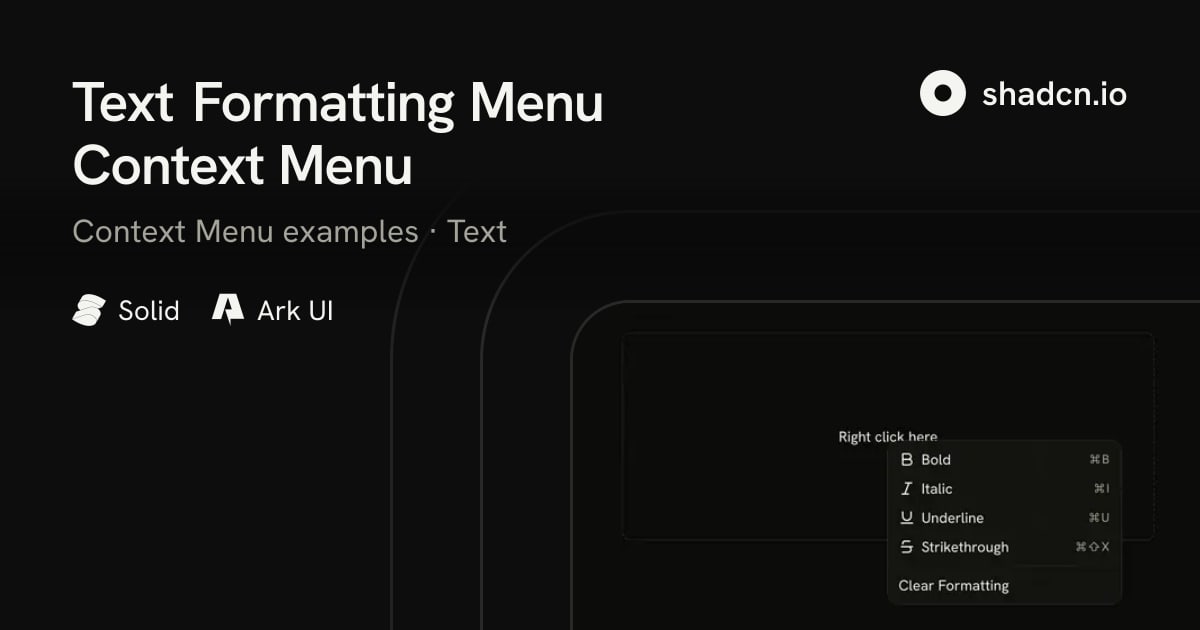 Dashboard Design Examples Menu Simple Text Formatting Menu Context Menu for Solid