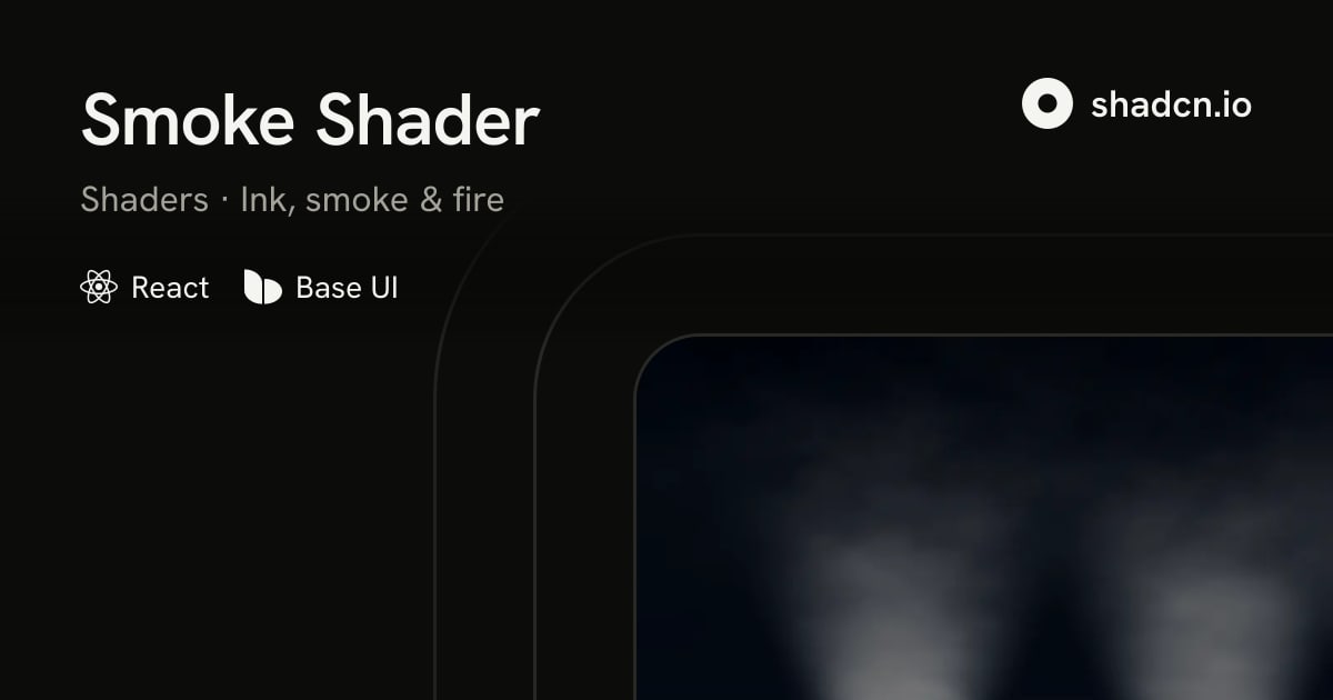 Shadcn Smoke Shader for React: Slow Plumes on Navy
