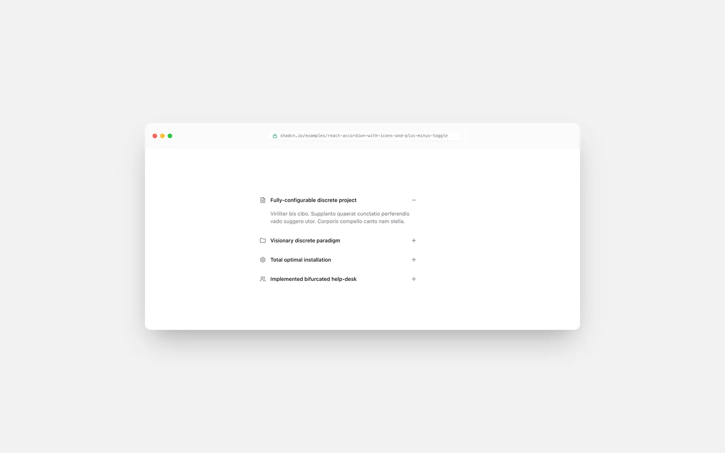 React Accordion with Icons and Plus/Minus Toggle