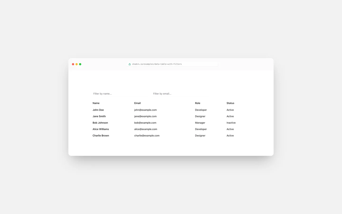 Data Table with Filters