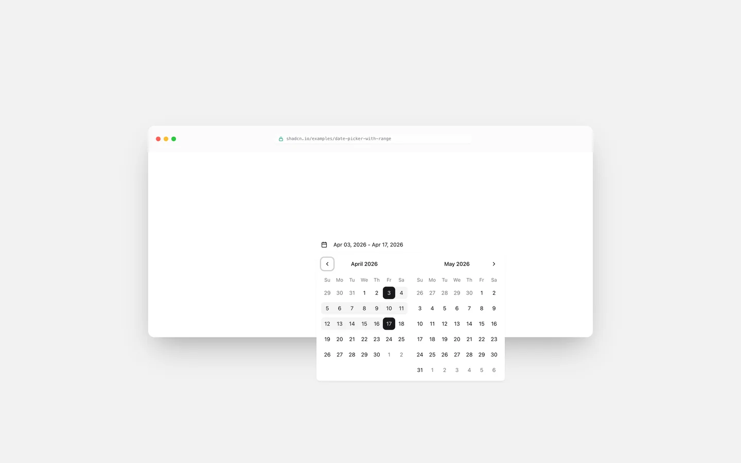 Date Picker with Range — Live Preview
