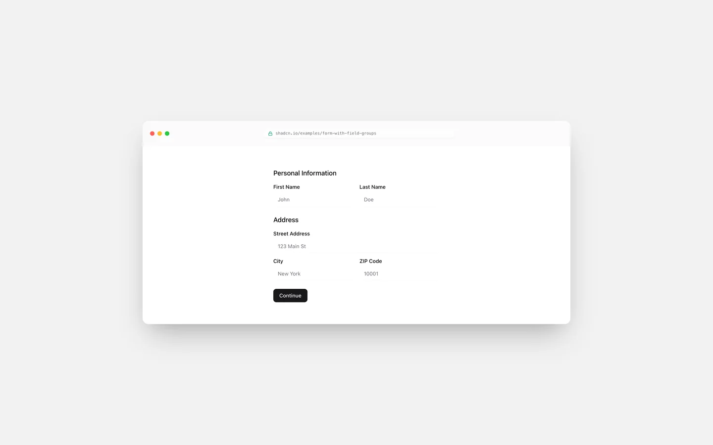 Form with Field Groups