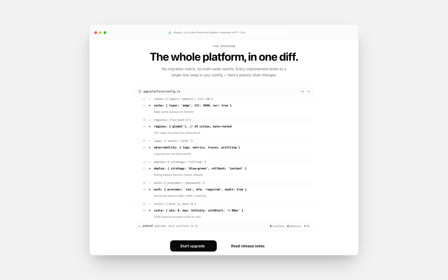 React Features Added Removed Diff List Block — Live Preview