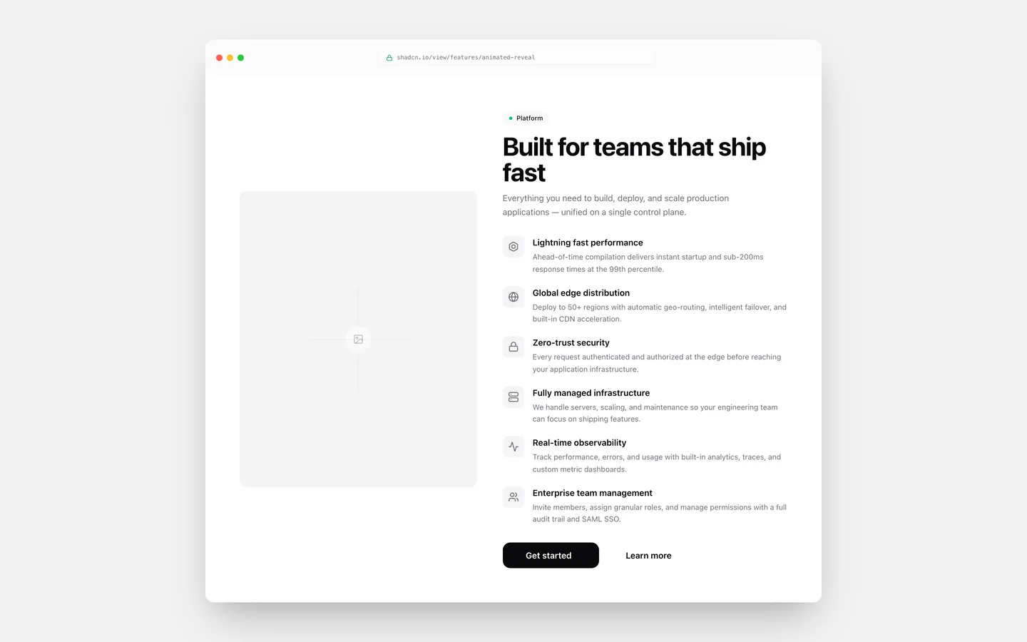 React Features Split Image Icon List Block