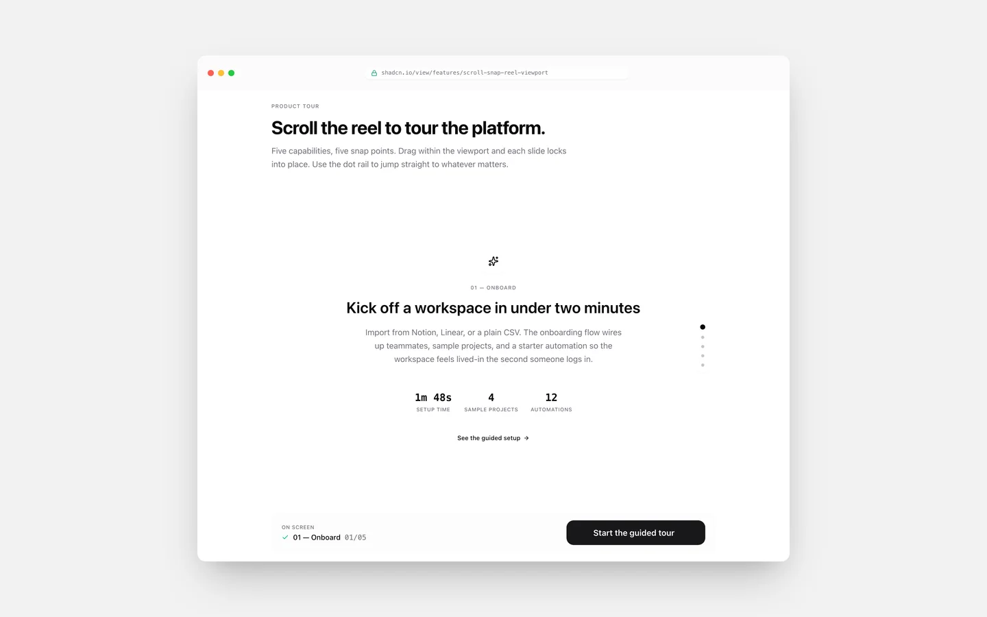 React Features Scroll Snap Reel Viewport Block