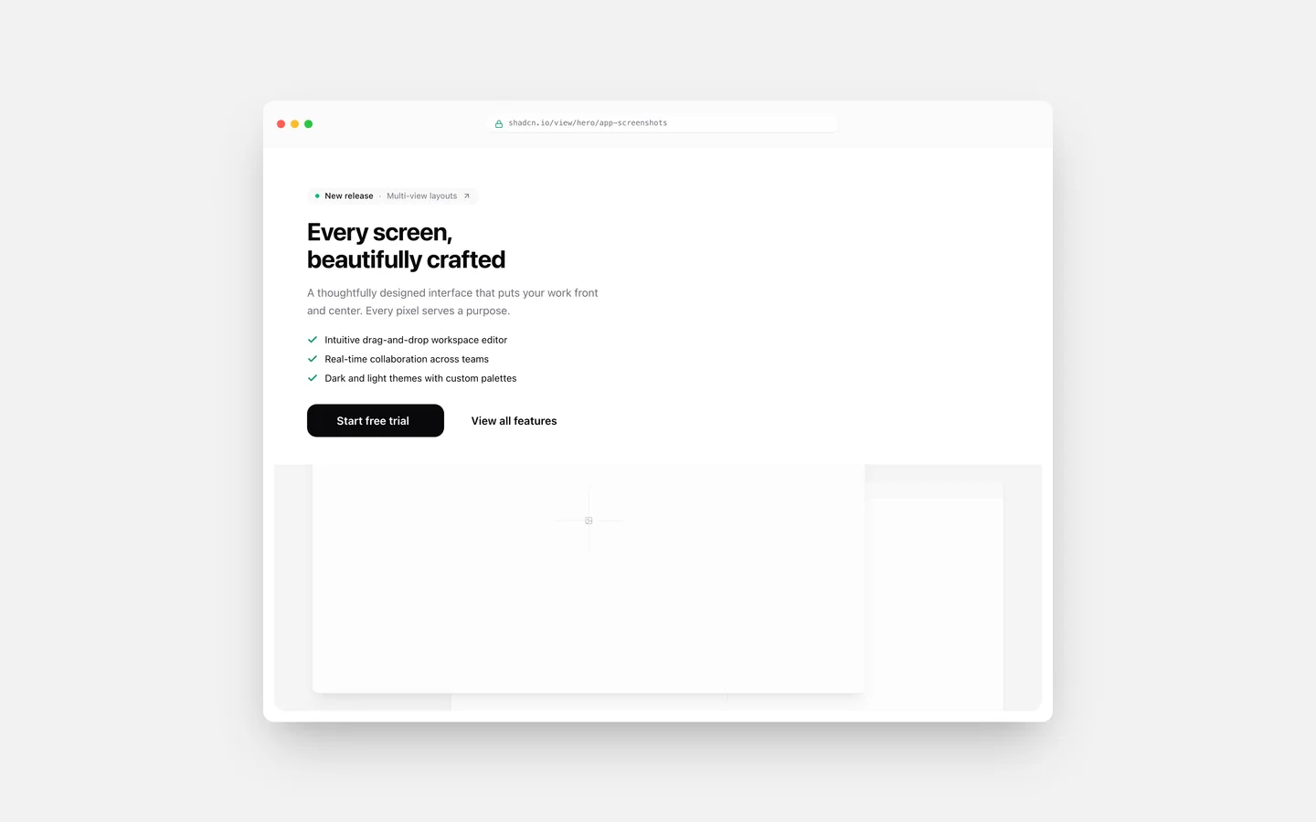 React Split Layout Overlapping Browser Frames Hero Block
