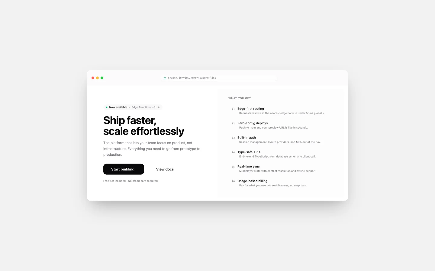 React Split Layout Numbered Feature List Hero Block