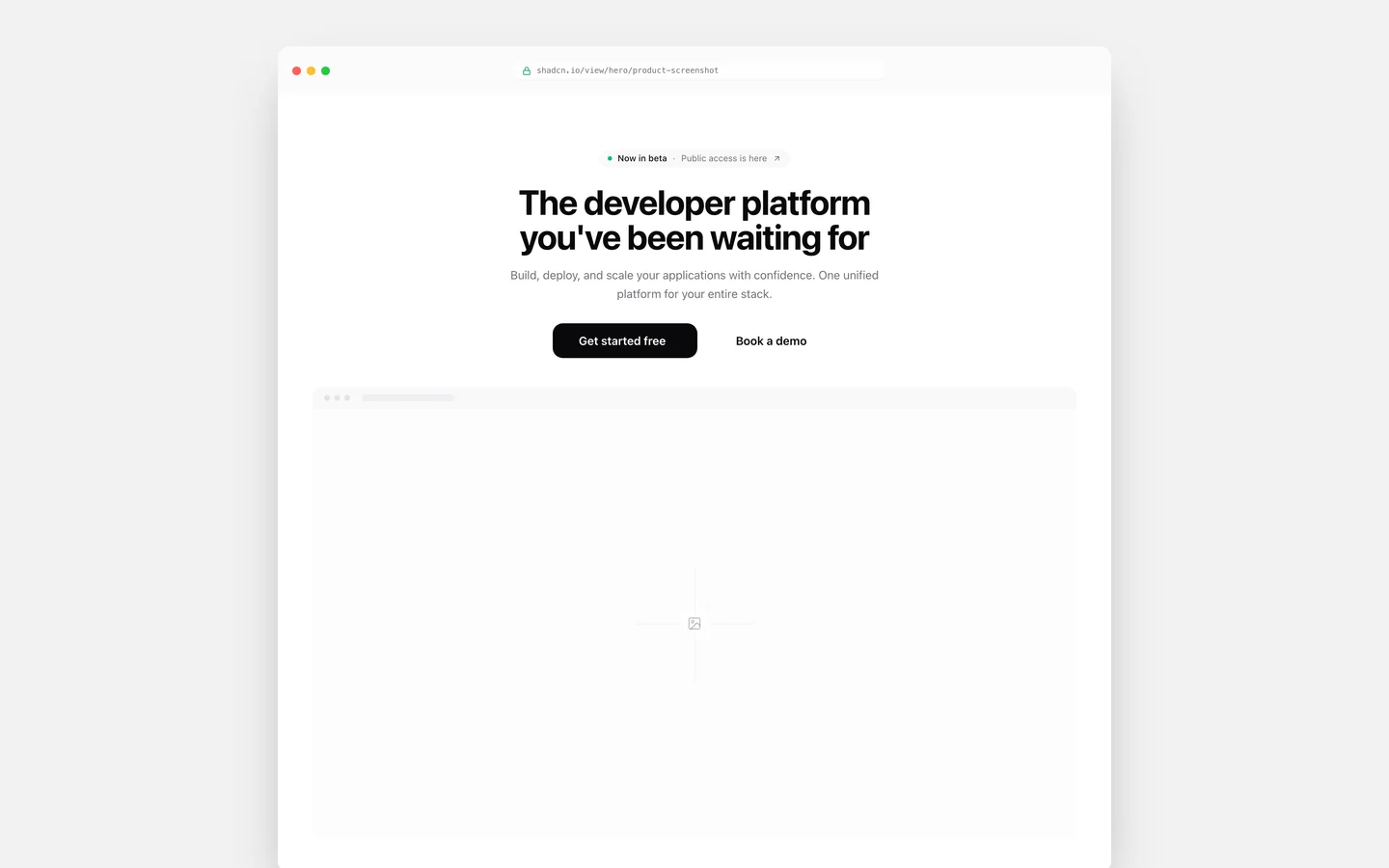 React Centered Browser Frame Hero Block
