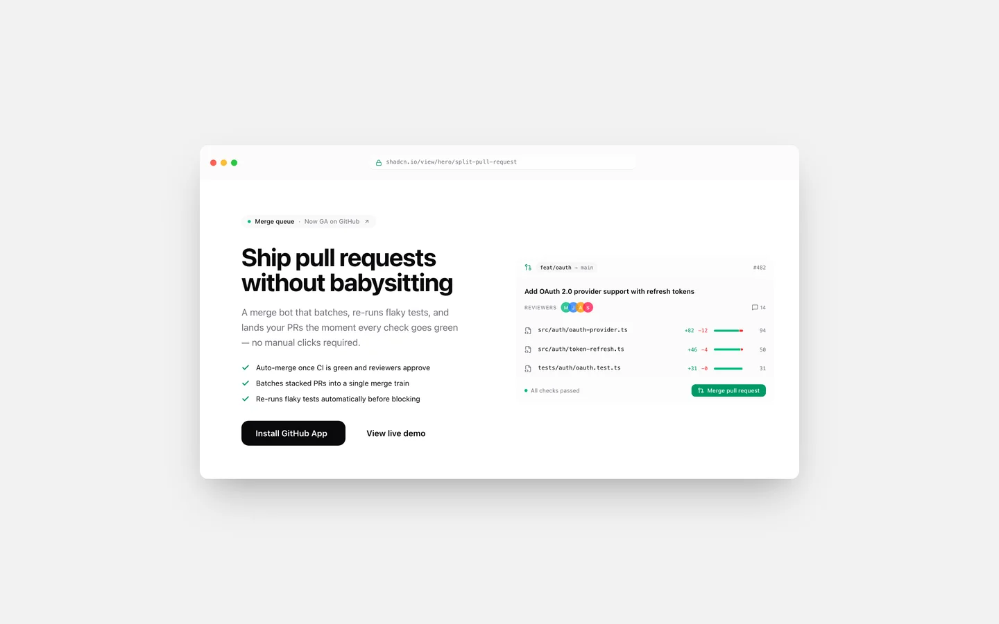 React Split Layout Pull Request Hero Block