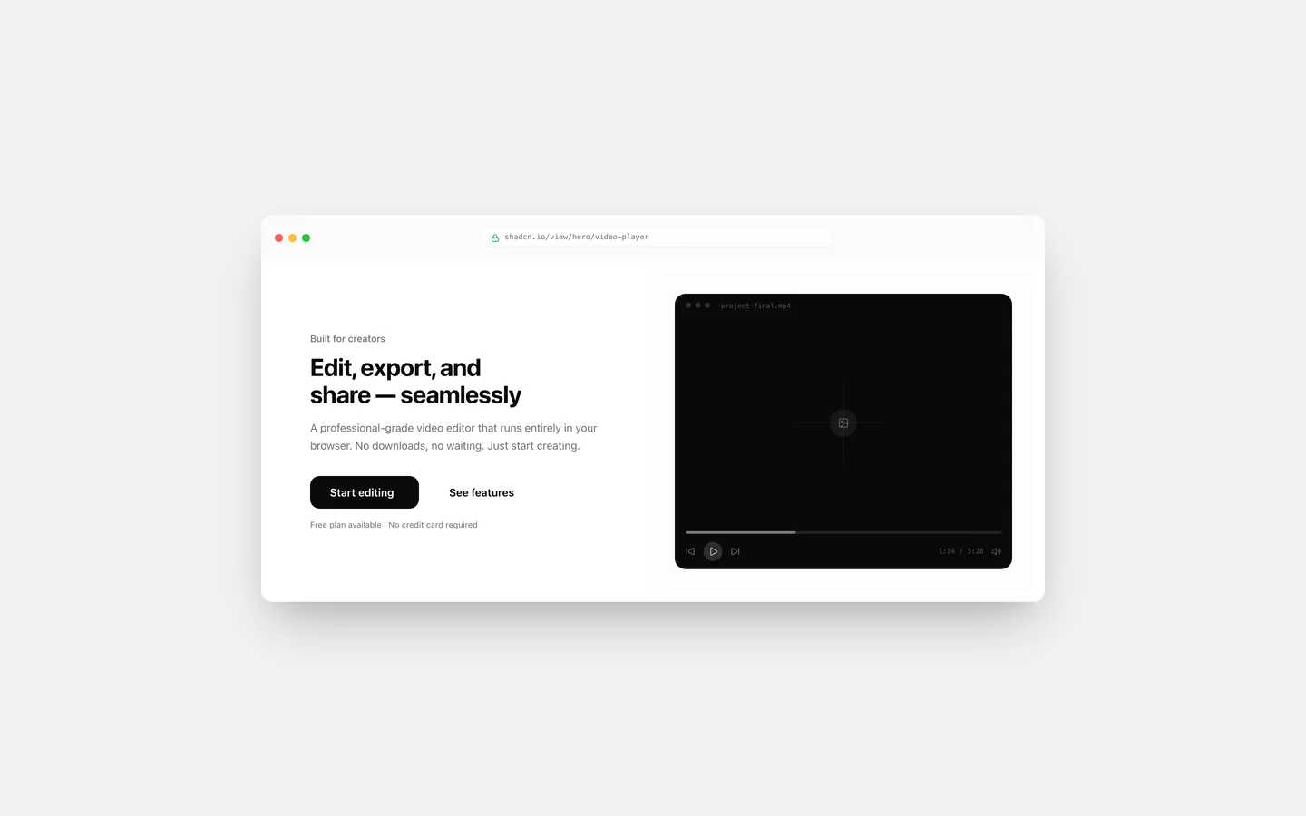 React Video Player Hero Block