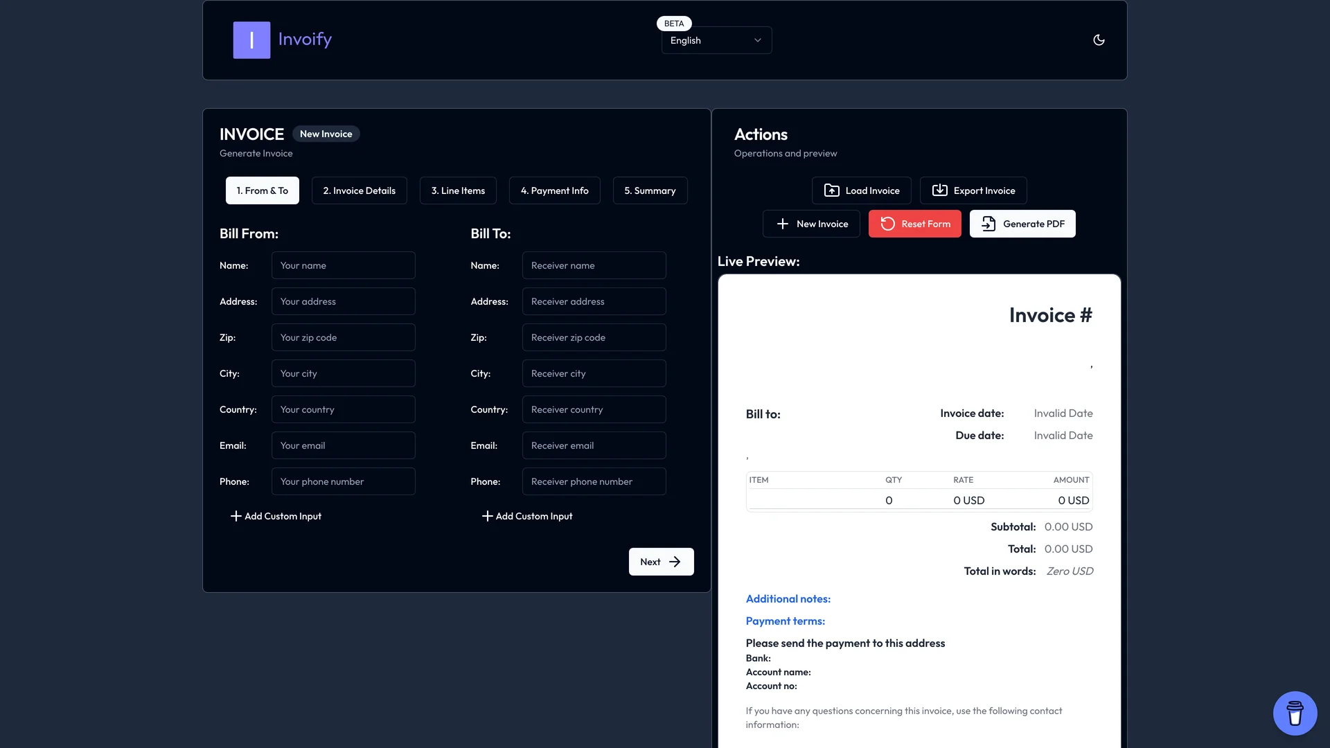 Invoify preview