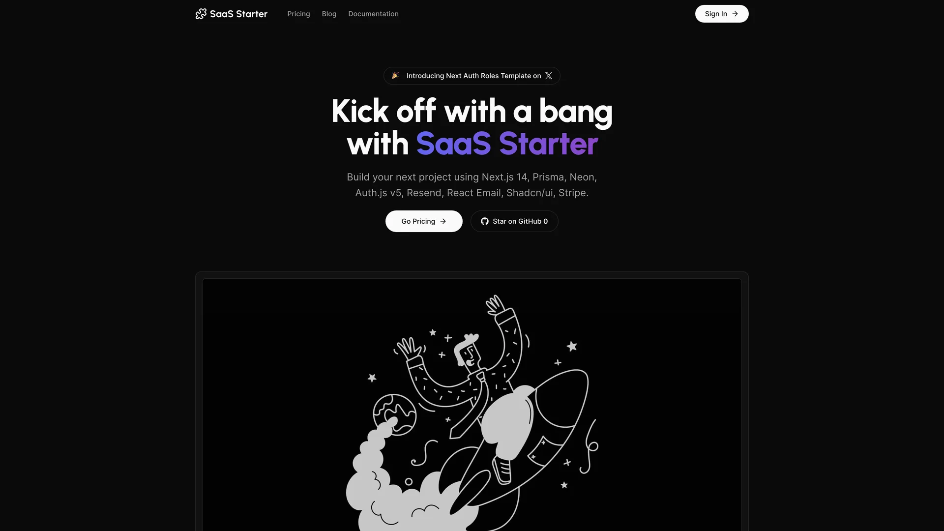 Next SaaS Stripe Starter preview