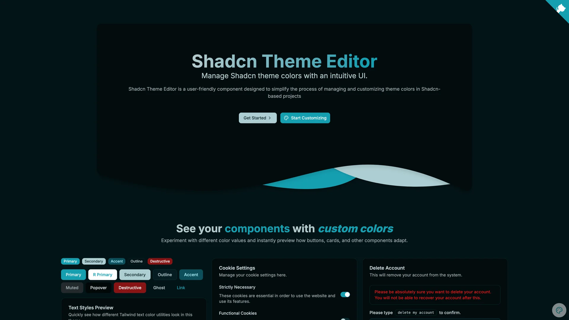 Shadcn Theme Editor preview